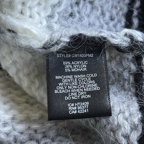 Sanctuary Womens Sweater XXL Black White Striped Eyelash Pullover Mohair - Picture 5 of 9